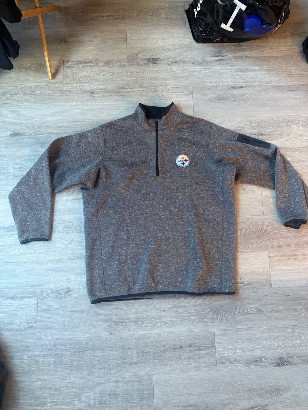Pittsburgh Steelers Gray Quarter-Zip Pullover Sweatshirt Size XXL